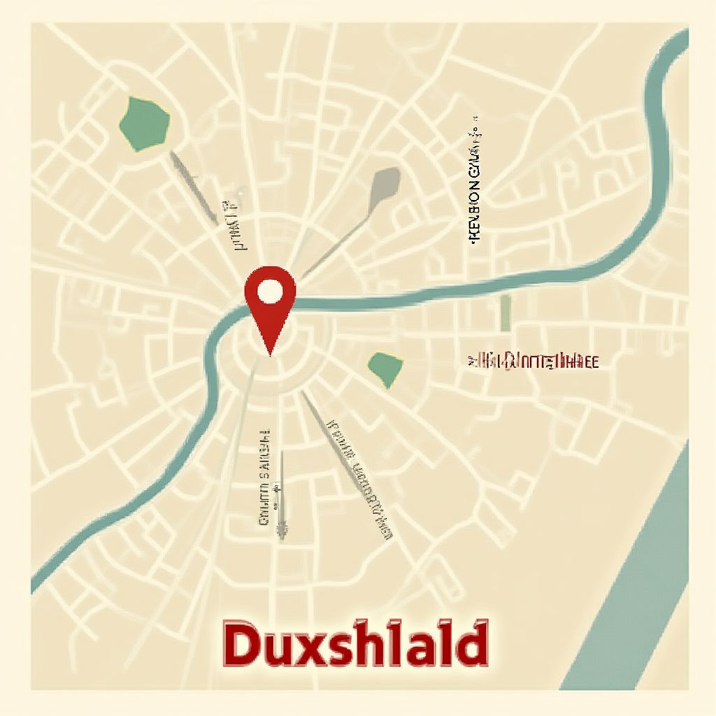 Karte von Düsseldorf mit Standortmarkierung unseres Büros
